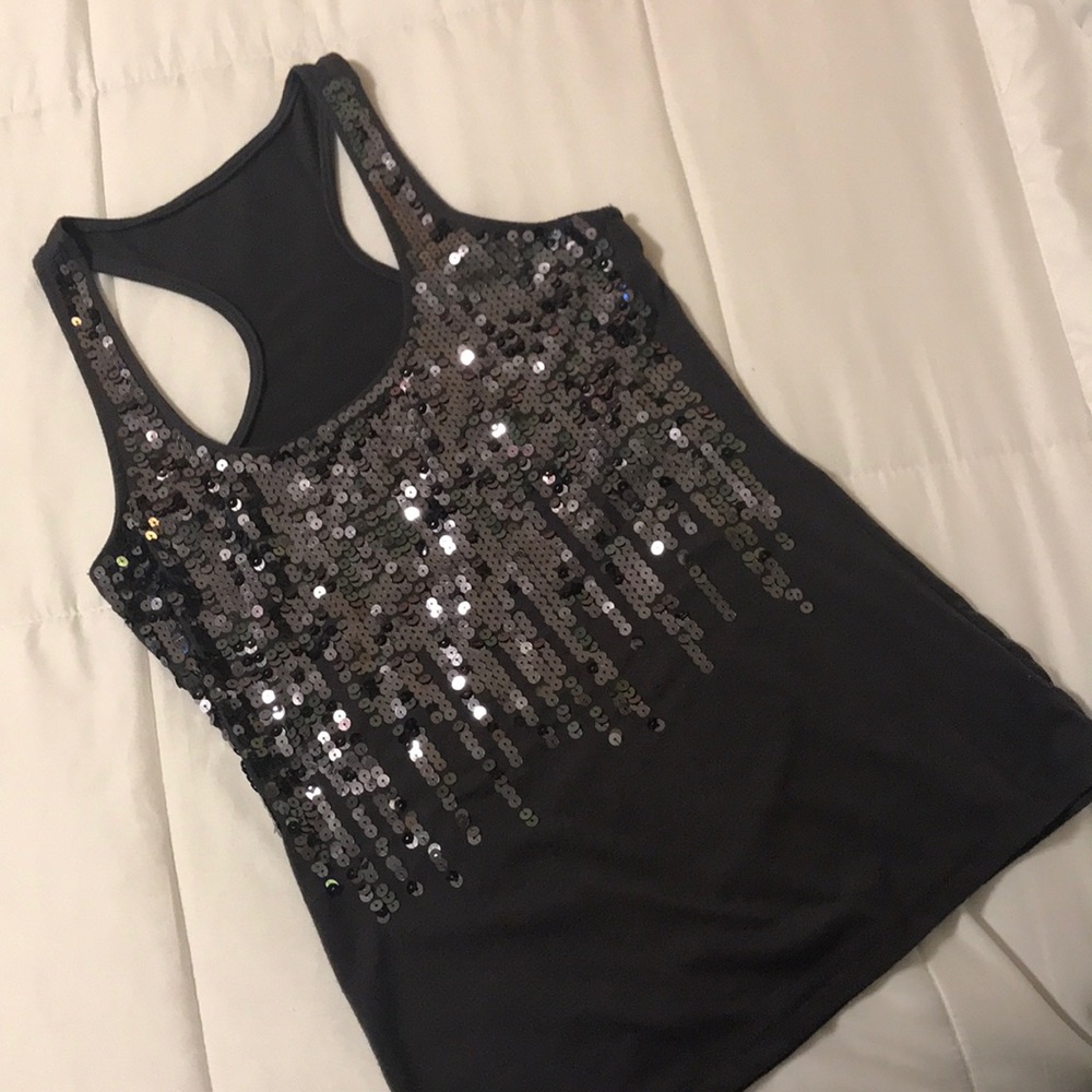 Charcoal Sequins Tank Top